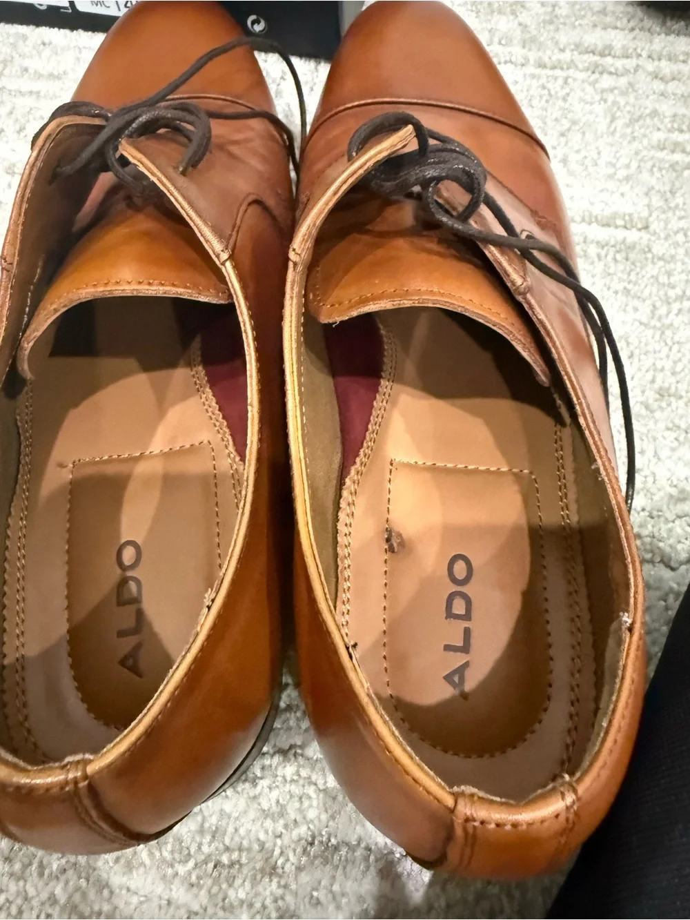 Aldo Men’s Brown Leather Cap-Toe Oxfords Sz 8 /41